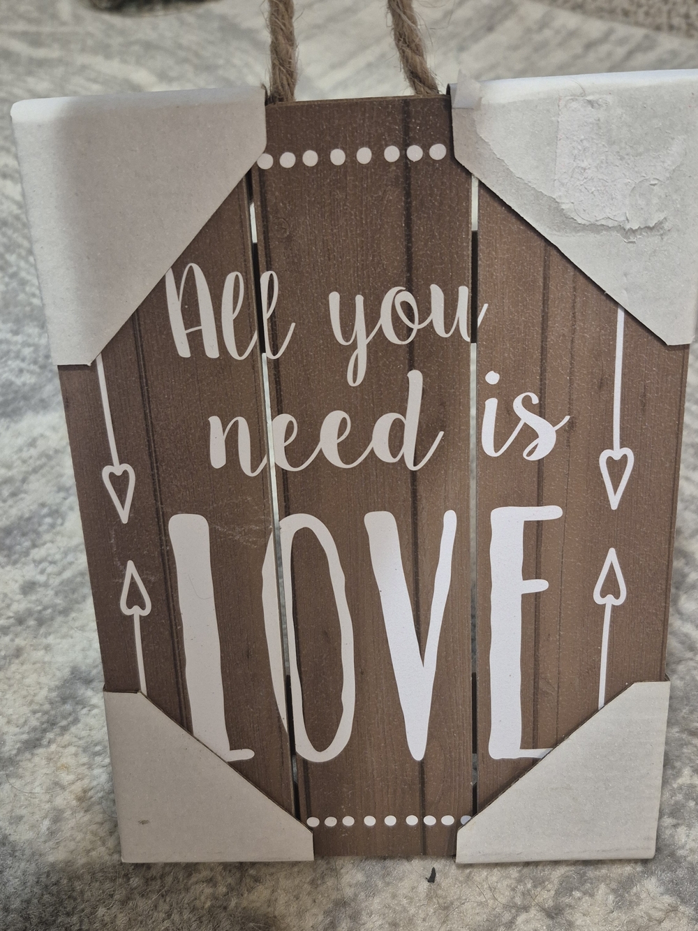 All You Need Is Love Brown Wood-Style Wall Sign